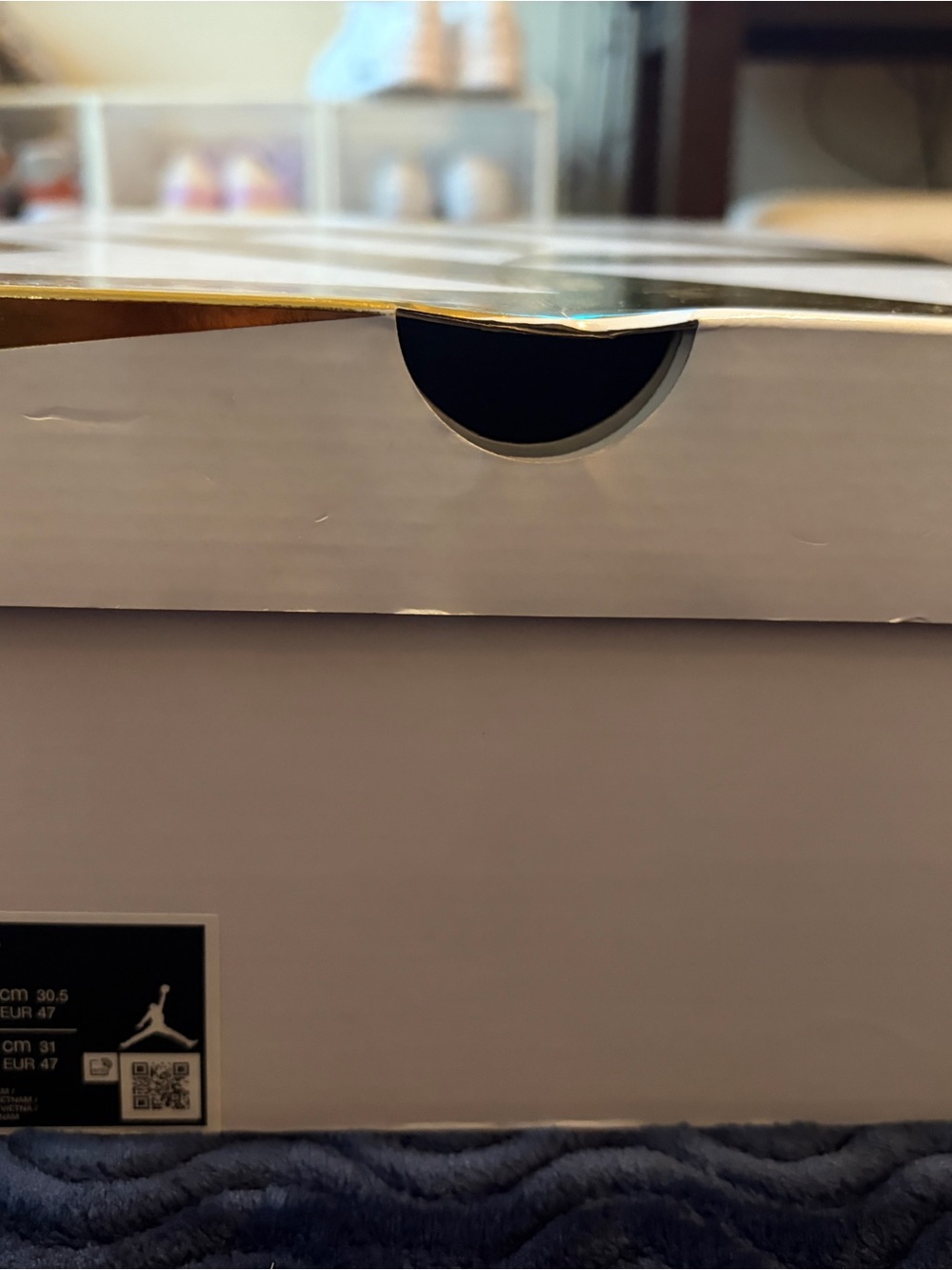 Jordan White and Gold Shoe Box for Men Athletic Shoes